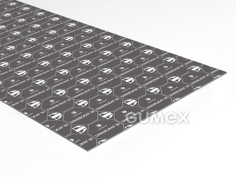 DIMERGRAF 30, 2mm, 1500x1500mm, 200bar, Graphit, -200/+550°C, grau mit weißem Aufdruck, 
